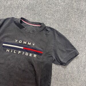 Tommy Hilfiger T-Shirt Women's Small Logo Embroidered 100% Cotton Black